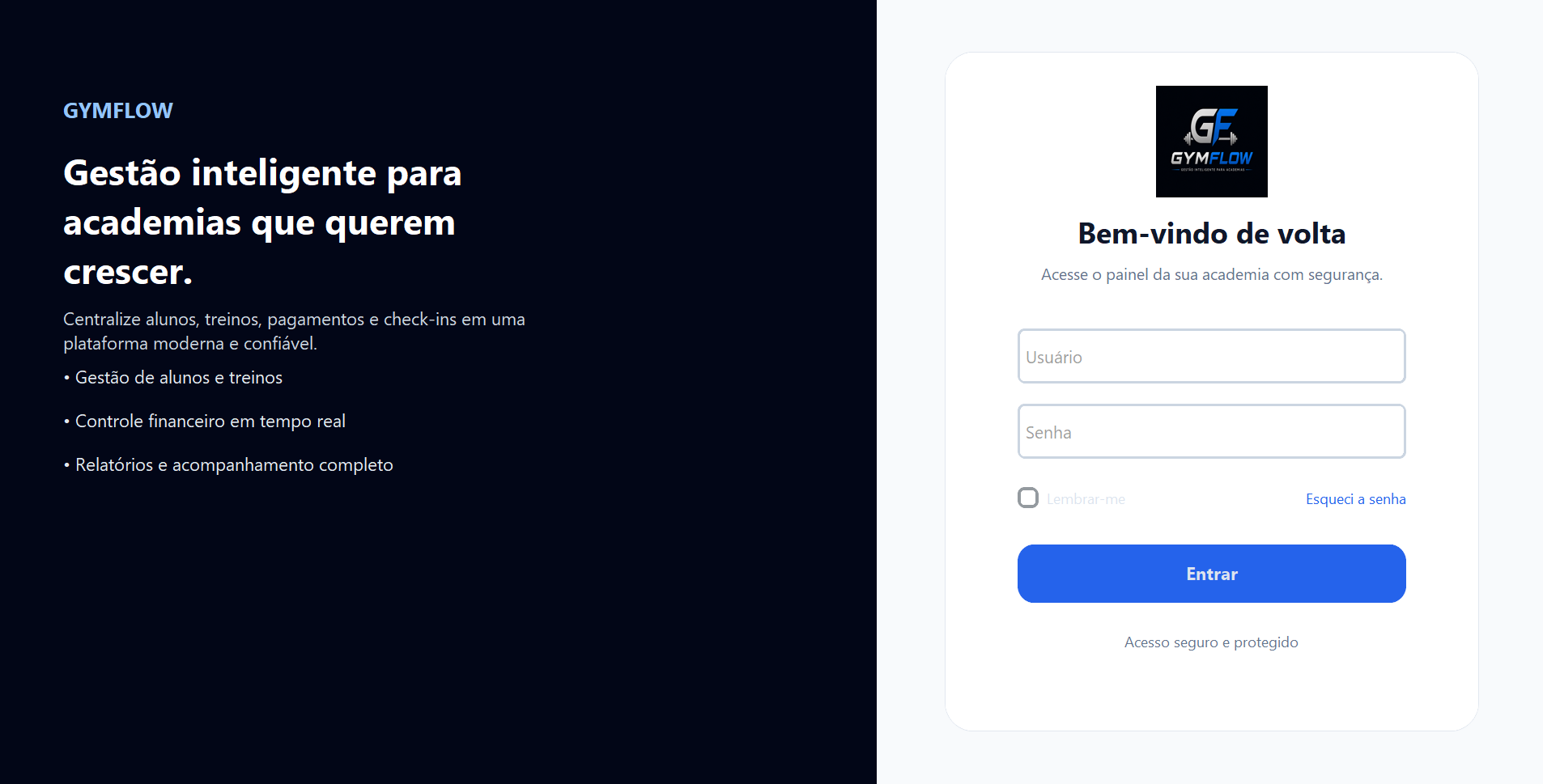Sistema de gestão para academias